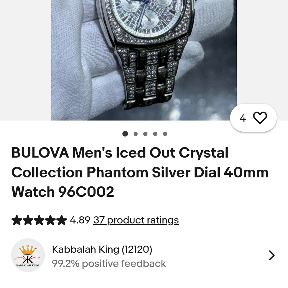 Bulova Men's Silver Crystal Watch
